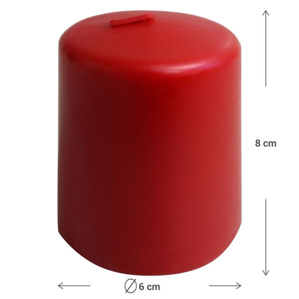 Set di 2 candele a colonna rosse – candela in cera rustica, Ø 6 x 8 cm – lunga durata di combustione per occasioni festive, Avvento, Natale o decorazioni d’atmosfera