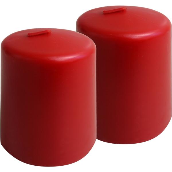 Set di 2 candele a colonna rosse – candela in cera rustica, Ø 6 x 8 cm – lunga durata di combustione per occasioni festive, Avvento, Natale o decorazioni d’atmosfera