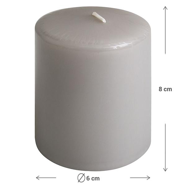 Set di 2 candele a colonna taupe – candela rustica in cera, Ø 6 x 8 cm – lunga durata di combustione per occasioni festive, Avvento, Natale o decorazioni d’atmosfera