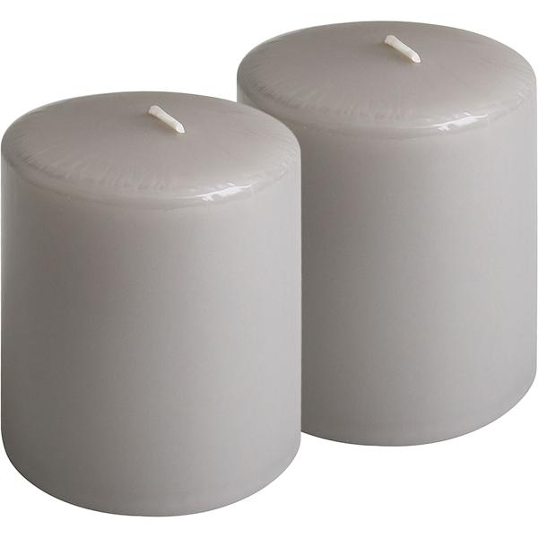 Set di 2 candele a colonna taupe – candela rustica in cera, Ø 6 x 8 cm – lunga durata di combustione per occasioni festive, Avvento, Natale o decorazioni d’atmosfera