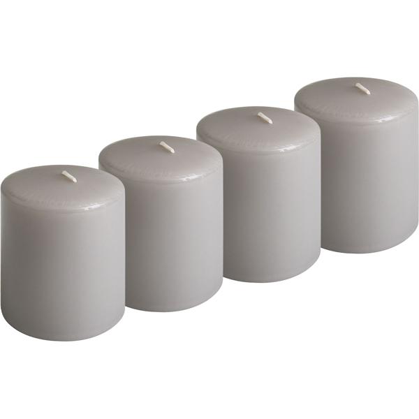 Set of 4 taupe pillar candles – rustic wax candle, Ø 6 x 8 cm – long burning time for festive occasions, Advent, Christmas or atmospheric décor