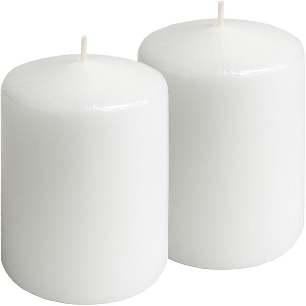 Set di 2 candele a pilastro bianche – candela rustica in cera, Ø 6 x 8 cm – lunga durata di combustione per occasioni festive, Avvento, Natale o decorazioni d’atmosfera