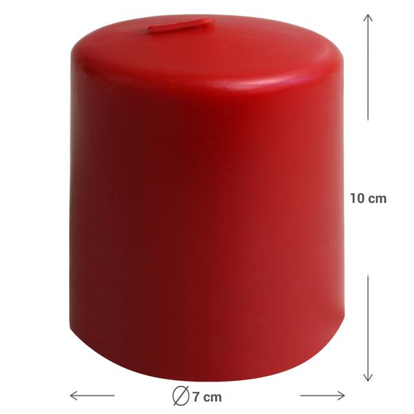 Set of 4 red pillar candles – rustic wax candle, Ø 7 x 10 cm – long burning time for festive occasions, Advent, Christmas or atmospheric decoration