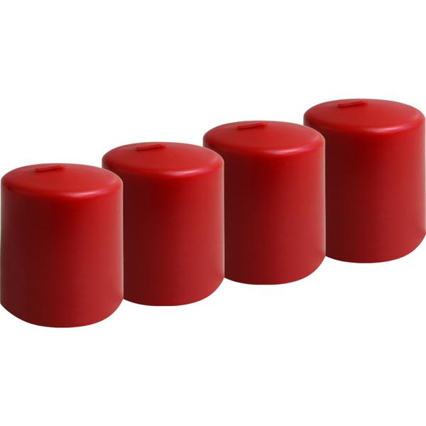 Set of 4 red pillar candles – rustic wax candle, Ø 7 x 10 cm – long burning time for festive occasions, Advent, Christmas or atmospheric decoration