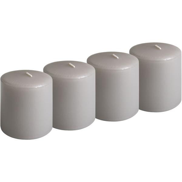 Set di 4 candele a pilastro taupe – candela rustica in cera, Ø 7 x 10 cm – lunga durata di combustione per occasioni festive, Avvento, Natale o decorazioni d‘atmosfera