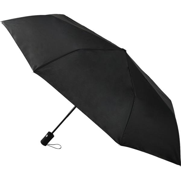 Compact automatic umbrella in black – Ø 95 cm – Wind-resistant pocket umbrella with fibreglass ribs & protective sleeve – Quick-drying & durable