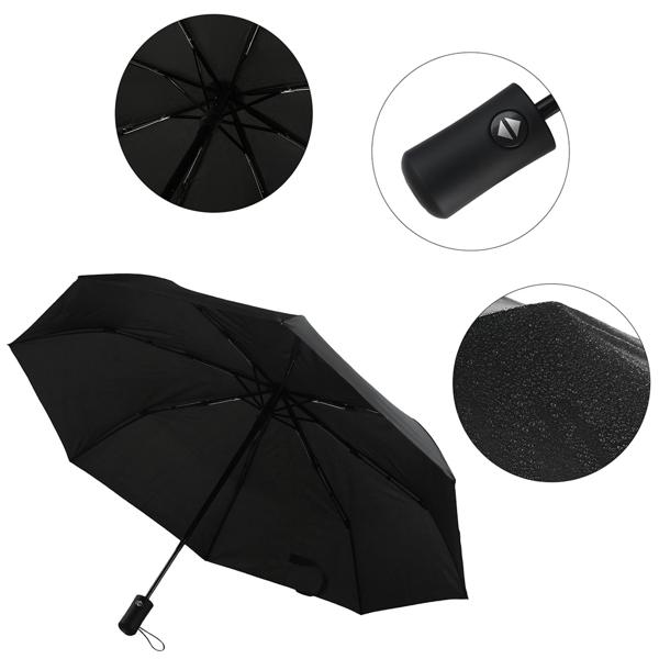 Compact automatic umbrella in black – Ø 95 cm – Wind-resistant pocket umbrella with fibreglass ribs & protective sleeve – Quick-drying & durable