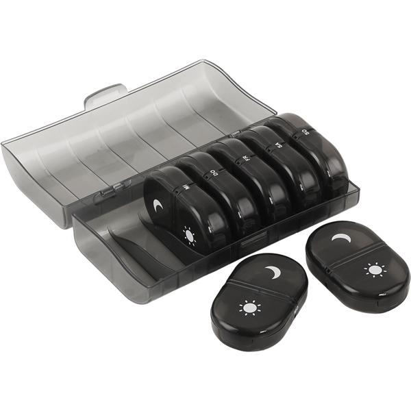 Set of 2 medication boxes 7 days – pill box 7 days 2 compartments morning evening – tablet box for one week – weekly medication dispenser – LFGB tested