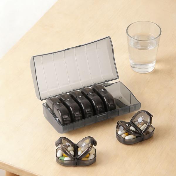 Set of 2 medication boxes 7 days – pill box 7 days 2 compartments morning evening – tablet box for one week – weekly medication dispenser – LFGB tested