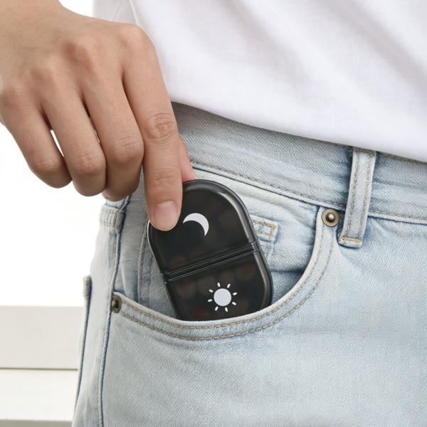 Set of 2 medication boxes 7 days – pill box 7 days 2 compartments morning evening – tablet box for one week – weekly medication dispenser – LFGB tested