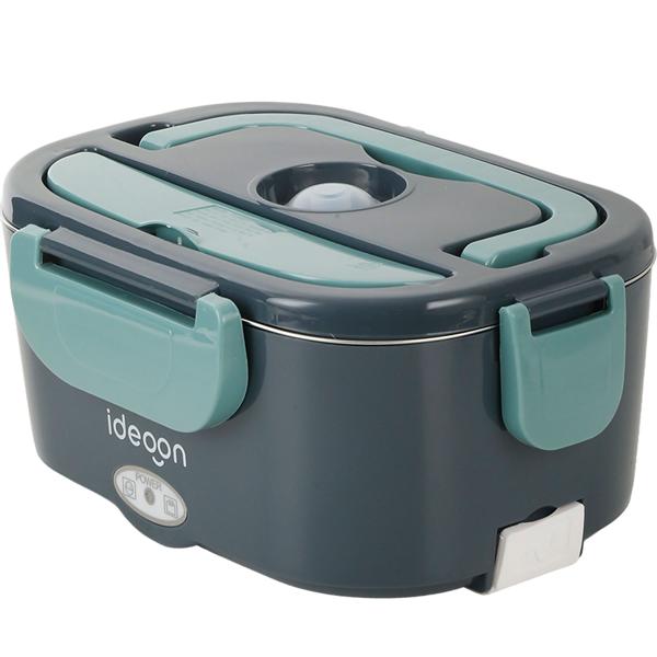 Lunch box électrique 60W – chauffe-plats en acier inoxydable 1,5L (12V/24V) & prise secteur – incl. sac isotherme, couverts en acier inoxydable & boîte supplémentaire 375ml