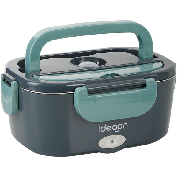 Lunch box électrique 60W – chauffe-plats en acier inoxydable 1,5L (12V/24V) & prise secteur – incl. sac isotherme, couverts en acier inoxydable & boîte supplémentaire 375ml