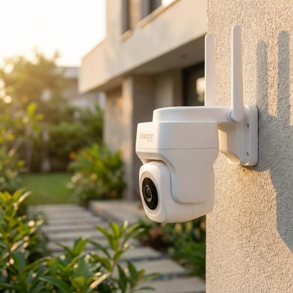 Caméra de surveillance extérieure 2K WLAN IP65 résistante aux intempéries : caméra d’extérieur à 355 degrés avec détection de personne, application, vision nocturne et système d’interphonie