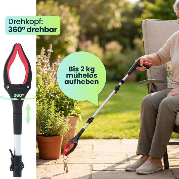 2er-Set Faltbare Greifzange 92cm aus leichtem Aluminium mit starker Magnetspitze & Antirutsch-Griff – Für Senioren, fürs Bücken, Aufheben, den Garten & mehr