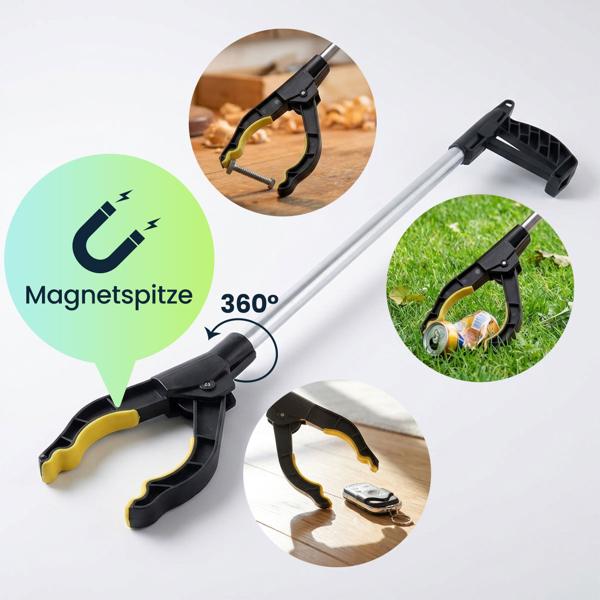 2er-Set  Greifarm 76 cm – Ergonomische Greifzange mit Magnetspitze und 360° drehbarem Kopf – Für Senioren, Aufheben, Müllsammler, den Garten & mehr