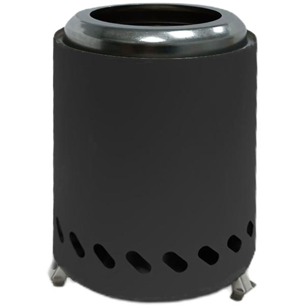 Kompaktes Tischfeuer Edelstahl, Anthrazit - raucharm, Holzpellets/Feuerholz; stilvoller Tischkamin fürs Balkon, Terrasse & Camping inkl. Tragetasche