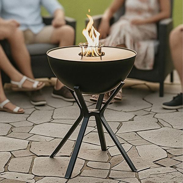 Premium Feuerstelle raucharm mit Plancha Grillplatte – Garten-Feuerschale für Holz, Pellets und Holzkohle – Terrassenofen für Outdoor Grill & Heizung