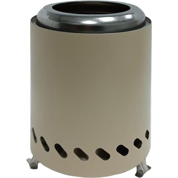 Kompaktes Tischfeuer Edelstahl, Beige - raucharm, Holzpellets/Feuerholz; stilvoller Tischkamin fürs Balkon, Terrasse & Camping inkl. Tragetasche
