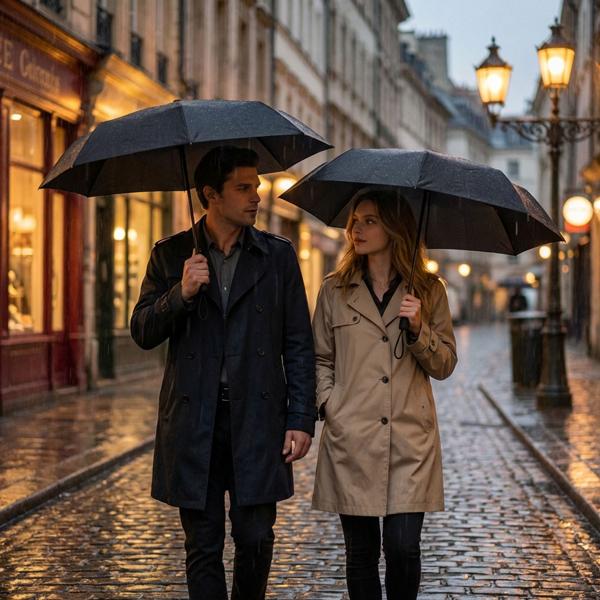 Set of 2 compact automatic umbrellas in black - Ø 95 cm - wind-resistant pocket umbrellas with fibreglass ribs & protective sleeve - quick-drying & durable