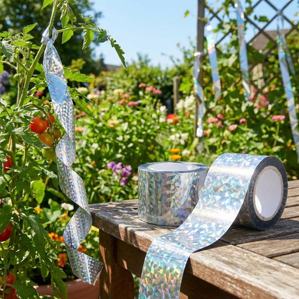 Set 2 nastri dissuasori riflettenti per uccelli 45 m x 5 cm – Allontanamento efficace tramite riflessi di luce e movimento – Nastri senza chimica per giardino e balcone