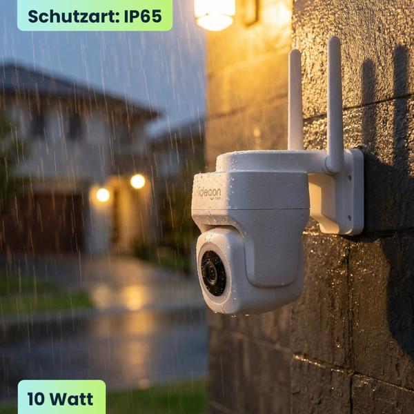 4er-Set Outdoor Überwachungskamera 2K WLAN IP65 Wetterfest: 355 Grad Aussen-Kamera mit Personenerkennung, App, Nachtsicht & Intercom-System