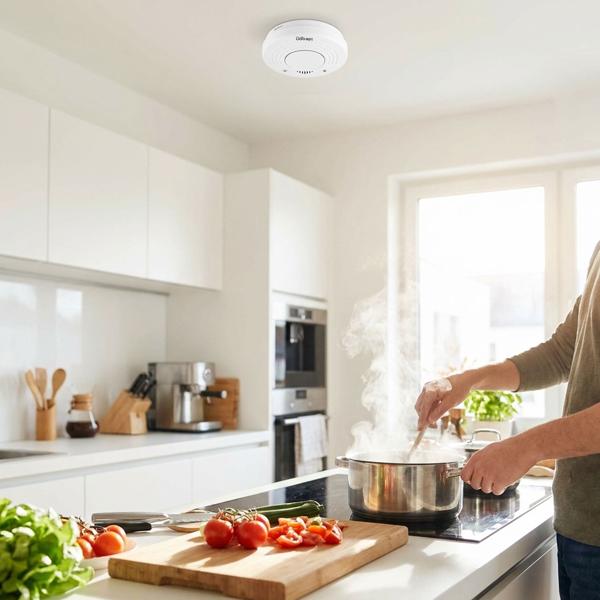 Set of 2 premium smoke alarms with 10‑year battery life – certified to DIN EN 14604 with extra‑loud 85 dB alarm signal and lithium battery