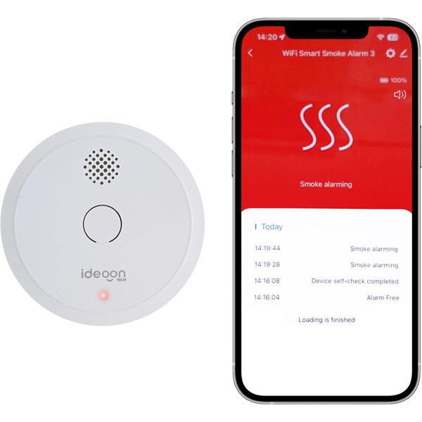 Set of 3 WiFi smoke detectors with app notifications – smartly connected fire alarm to EN 14604 with 85 dB alarm & 5-year CR123A battery life