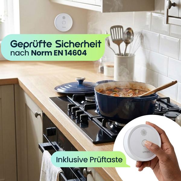 WLAN Rauchmelder mit App-Benachrichtigung – Smart vernetzter Feuermelder nach EN 14604 mit 85dB Alarm & 5 Jahren CR123A Batterielebensdauer