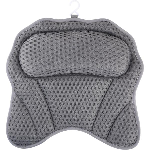2er-Set Ergonomisches Badewannenkissen: Luxus Nackenkissen mit 6 Saugnäpfen, 4D Struktur, dunkelgrau – Bequeme Kopfstütze für Wanne und Spa