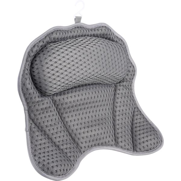 2er-Set Ergonomisches Badewannenkissen: Luxus Nackenkissen mit 6 Saugnäpfen, 4D Struktur, dunkelgrau – Bequeme Kopfstütze für Wanne und Spa