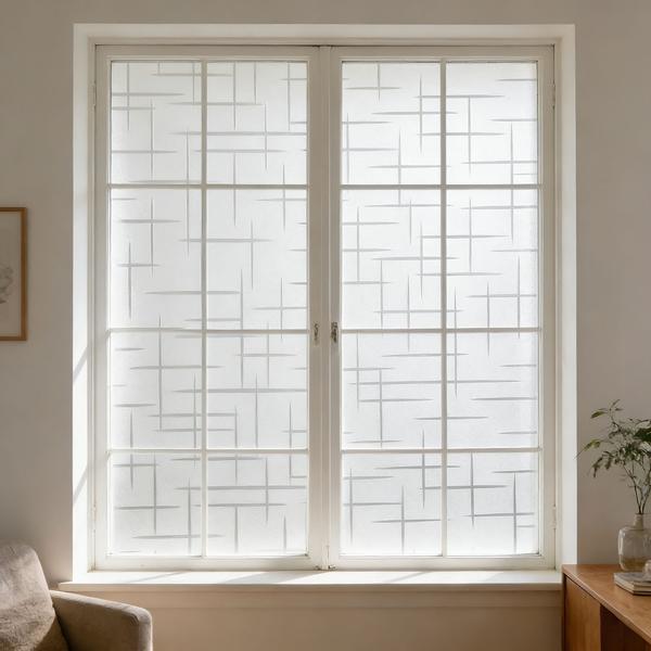 2 films fenêtre anti-regards, motif croix 3D, 45 x 200 cm – films électrostatiques avec protection anti-UV – films décoratifs réutilisables
