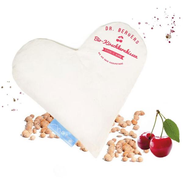 Comodo cuscino con noccioli di ciliegia bio, forma a cuore 23 x 23 cm: naturale cuscino caldo e freddo per collo, spalle, schiena; morbida fodera in cotone biologico