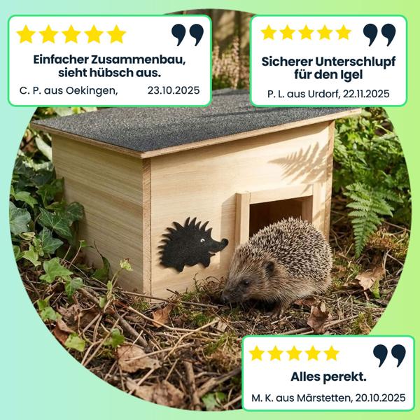2er-Set Premium Igelhaus Bausatz aus Holz mit sicherem Labyrintheingang und abnehmbarem Dach - Wetterfestes Winterquartier für draussen zum Basteln