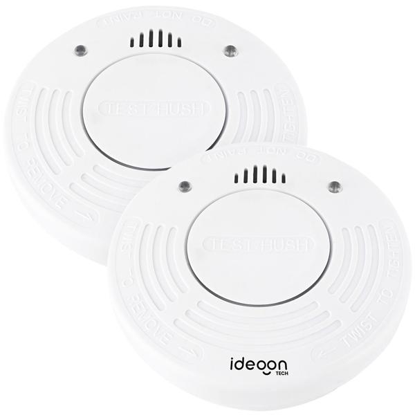 Set of 2 premium smoke alarms with 10‑year battery life – certified to DIN EN 14604 with extra‑loud 85 dB alarm signal and lithium battery