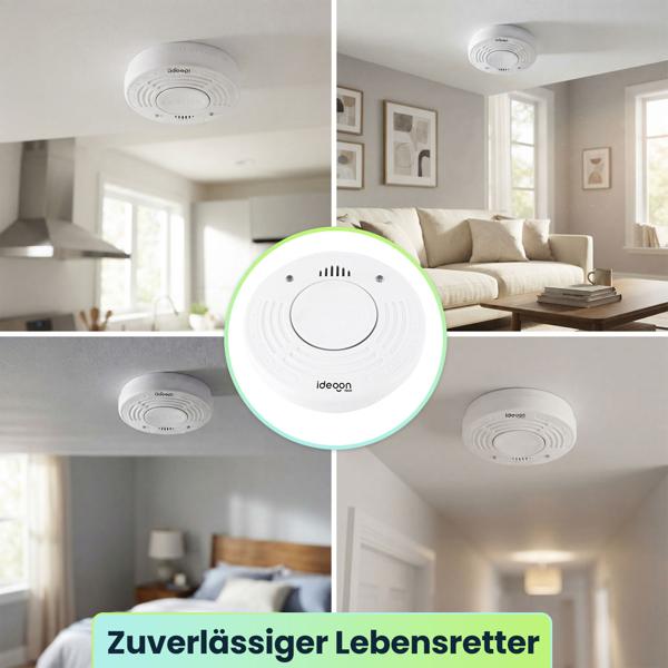 3er-Set Premium Rauchmelder mit 10 Jahren Batterielebensdauer - Zertifiziert nach DIN EN 14604 mit extra lautem 85dB Alarmsignal und Lithium Batterie