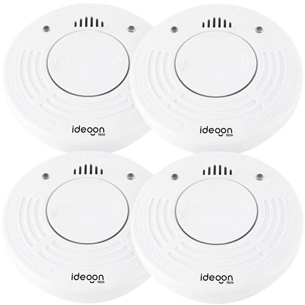 Set of 4 premium smoke alarms with 10‑year battery life – Certified to DIN EN 14604 with extra‑loud 85 dB alarm signal and lithium battery
