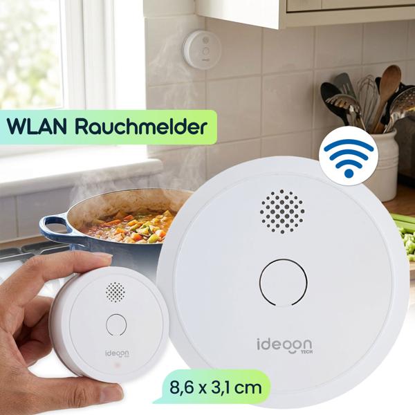 2er Set WLAN Rauchmelder mit App-Benachrichtigung – Smart vernetzter Feuermelder nach EN 14604 mit 85dB Alarm & 5 Jahren CR123A Batterielebensdauer