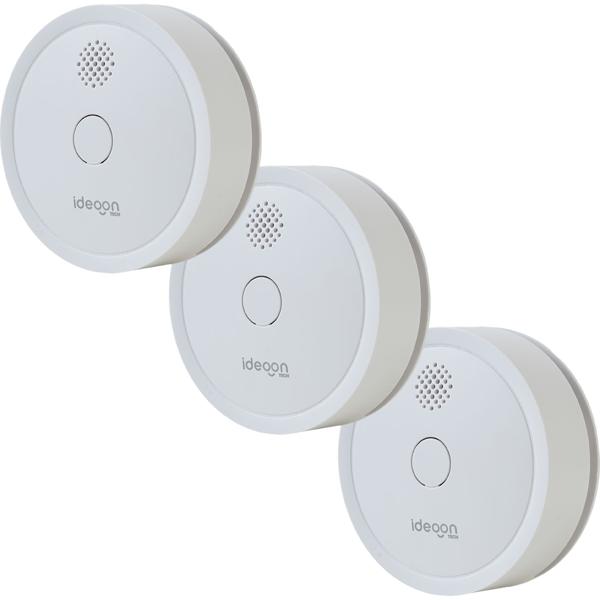 Set of 3 WiFi smoke detectors with app notifications – smartly connected fire alarm to EN 14604 with 85 dB alarm & 5-year CR123A battery life