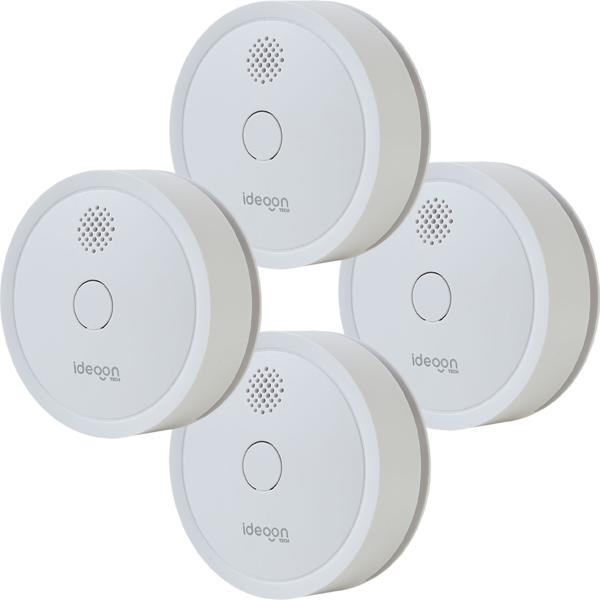 Set of 4 WiFi smoke detectors with app notification – smart connected fire alarm, EN 14604 certified, with 85 dB alarm & 5-year CR123A battery life