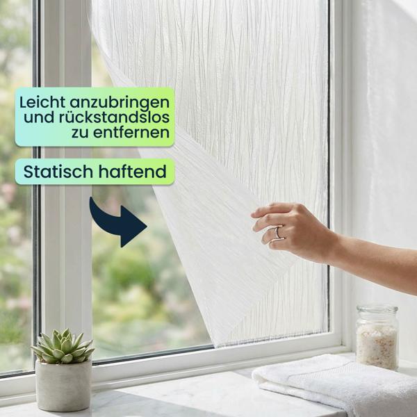 2er-Set 3D Sichtschutzfolie Wellendesign für Fenster 45x200 cm - Statisch haftende Blickschutzfolie mit UV-Schutz  - Wiederverwendbare Dekofolie