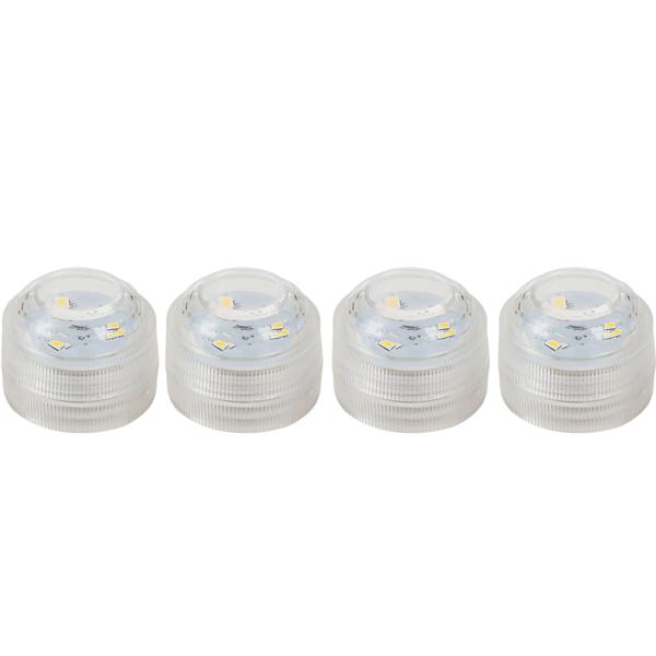Set da 4 tea light LED bianco caldo, IP68 impermeabili per piscina, vasca da bagno, piatti decorativi, luce subacquea, decorazione da giardino - sommergibili e d‘atmosfera