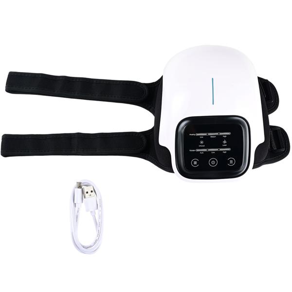 Appareil de massage wellness pour genou avec chaleur infrarouge, laser froid & vibrations – relaxant, bienfaisant & sans fil avec écran tactile LED moderne