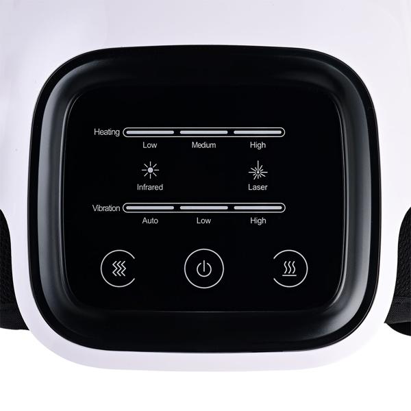 Appareil de massage wellness pour genou avec chaleur infrarouge, laser froid & vibrations – relaxant, bienfaisant & sans fil avec écran tactile LED moderne