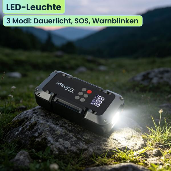Leistungsstarke 2in1 Kfz-Starthilfe und Kompressor – Zuverlässige 18.000mAh Powerbank mit integrierter 150 PSI Luftpumpe, LCD Display