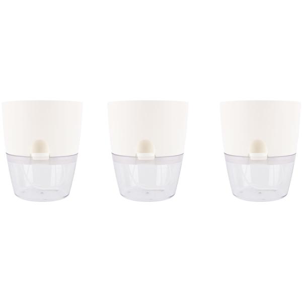 3er-Set Blumentopf selbstbewässernd 18.5cm aus Kunststoff: modernes Pflanzgefäss mit Bewässerungssystem - Wasserspeicher & Docht für Zimmerpflanzen