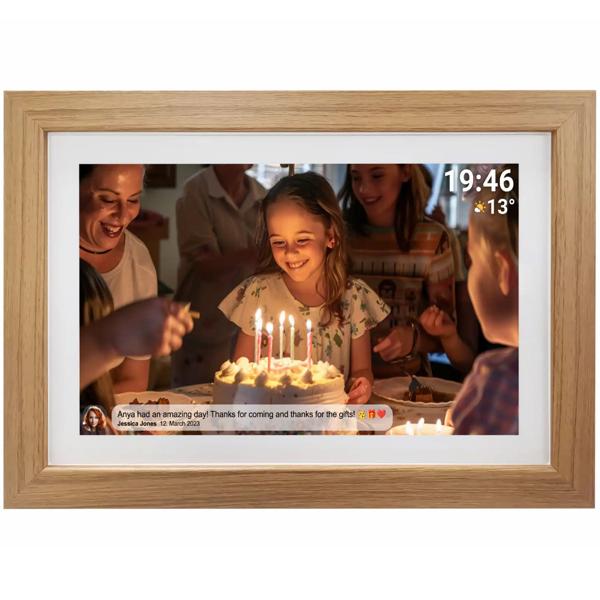 15,6 Zoll Wi-Fi Digitaler Bilderrahmen Hellholz: Frameo App-Steuerung, Full-HD IPS Touchscreen, 16GB Speicher – Erinnerungen teilen jederzeit, überall