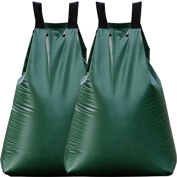 2er-Set Baum-Bewässerungssack 75L Wassersack für Bäume - UV- & Wetterbeständiger PE Wasserbeutel mit Reissverschluss & 2 Ösen - 9h Tröpfchenbewässerung