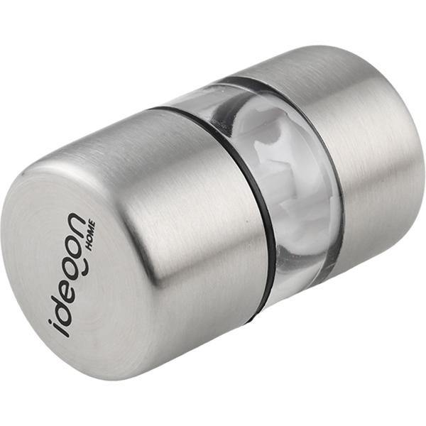 Set of 4 mini salt and pepper mills made of stainless steel with ceramic grinder – spice mill for salt, pepper, herbs – acrylic viewing window – silver