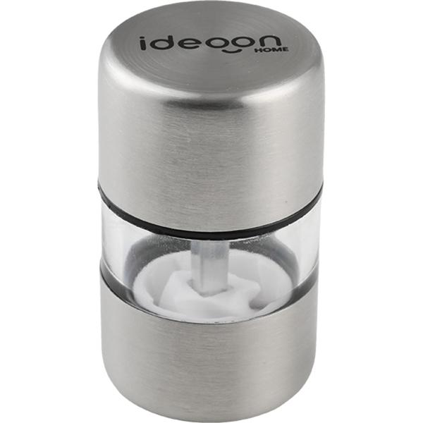 Set of 4 mini salt and pepper mills made of stainless steel with ceramic grinder – spice mill for salt, pepper, herbs – acrylic viewing window – silver