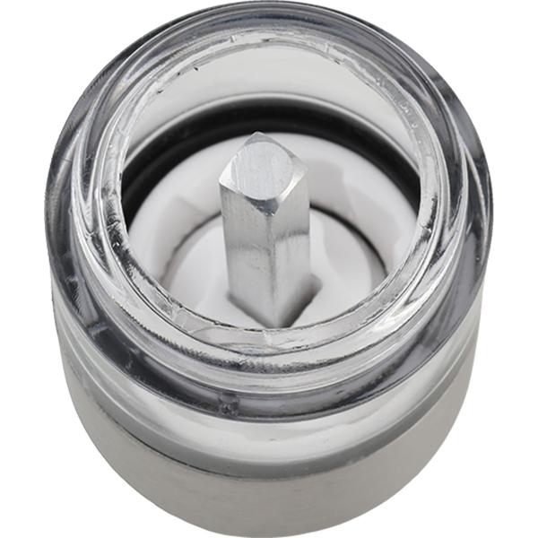 Set of 4 mini salt and pepper mills made of stainless steel with ceramic grinder – spice mill for salt, pepper, herbs – acrylic viewing window – silver